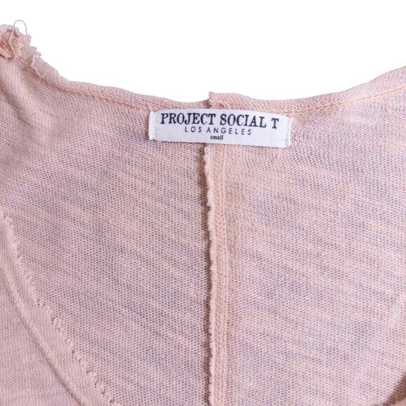Project Social T Wearever Short Sleeve Raw Edge Tee Doe Peach Pink Small - Picture 6 of 8